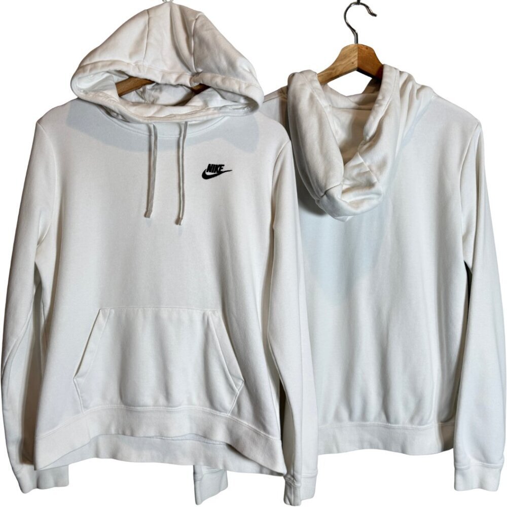 Nike Sportswear Club Fleece Funnel-Neck Hoodie Sweatshirt Women's Medium White